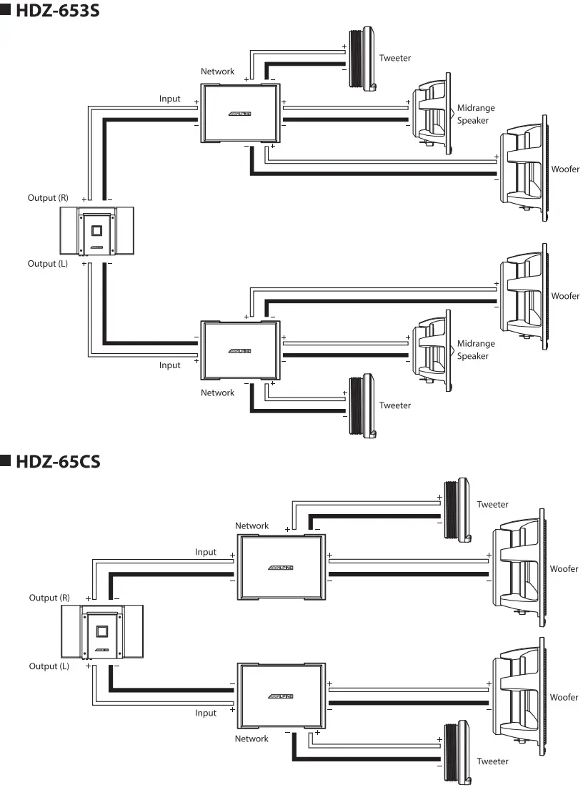 ALPINE HDZ 653S Status Series 3 Way Slim Fit Component System - WIRING CONNECTION