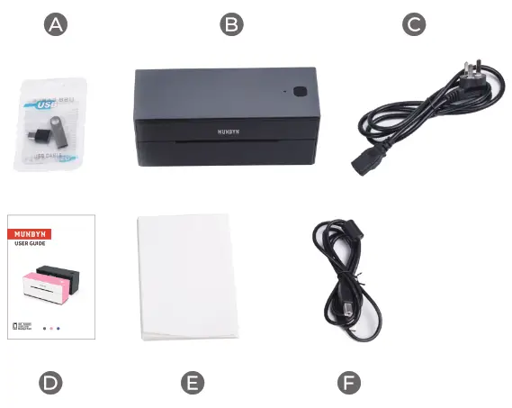 MUNBYN B246DW Label Printer - Box Content
