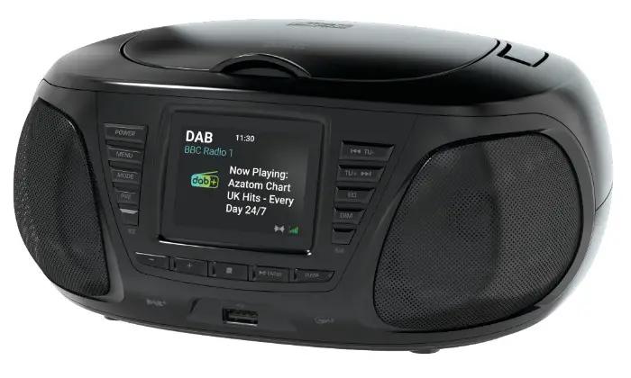 AZATOM Zenith Z4 DAB and FM Radio CD Boombox with Full Color Display and Bluetooth-
