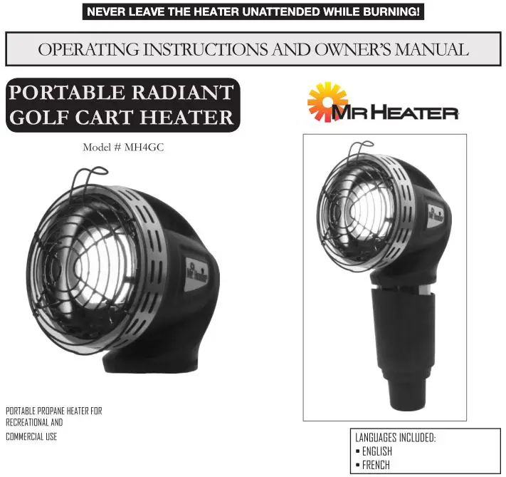 Mr.Heater MH4GC Portable Radiant Golf Cart Heater User Manual