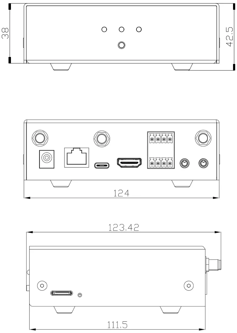 BHS QCS605 AI Box Edge Computing Device - Dimensions