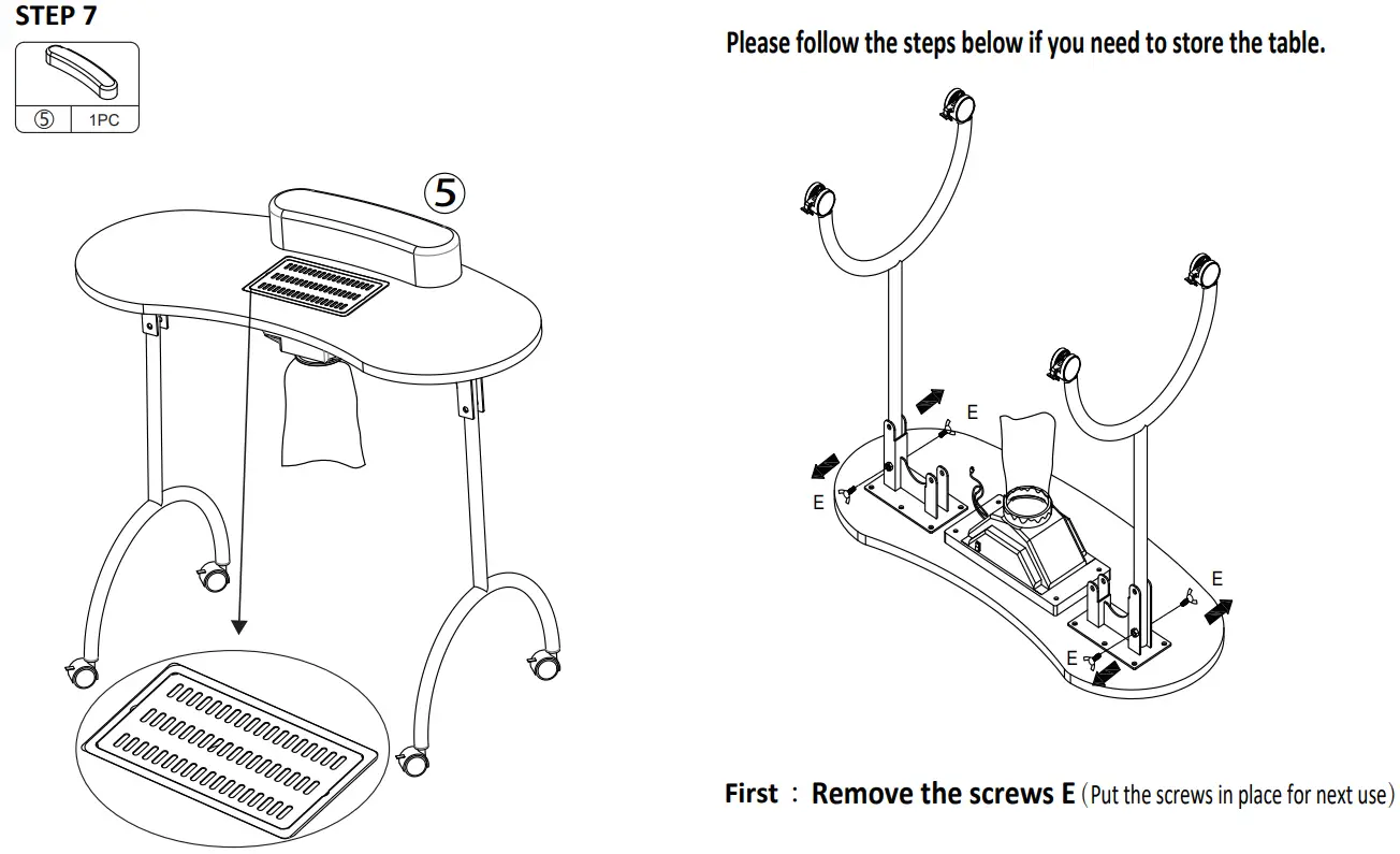 JAXPETY MR11F0220 Portable Nail Manicure Table with Electric Dust Collector 7