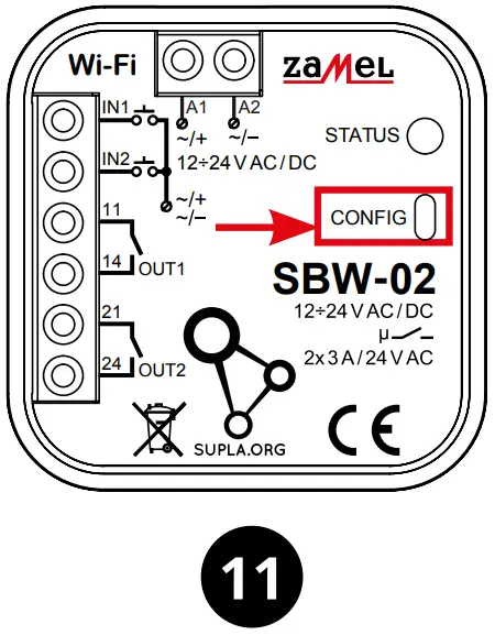 ZAMEL SBW 02 Wi Fi 2 Channel Gate Controller - DEVICE CONFIGURATION
