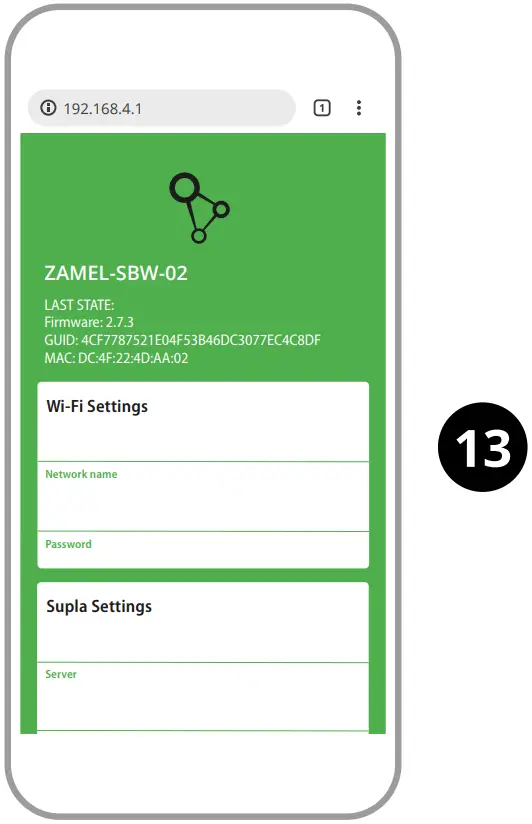 ZAMEL SBW 02 Wi Fi 2 Channel Gate Controller - Open a web browser