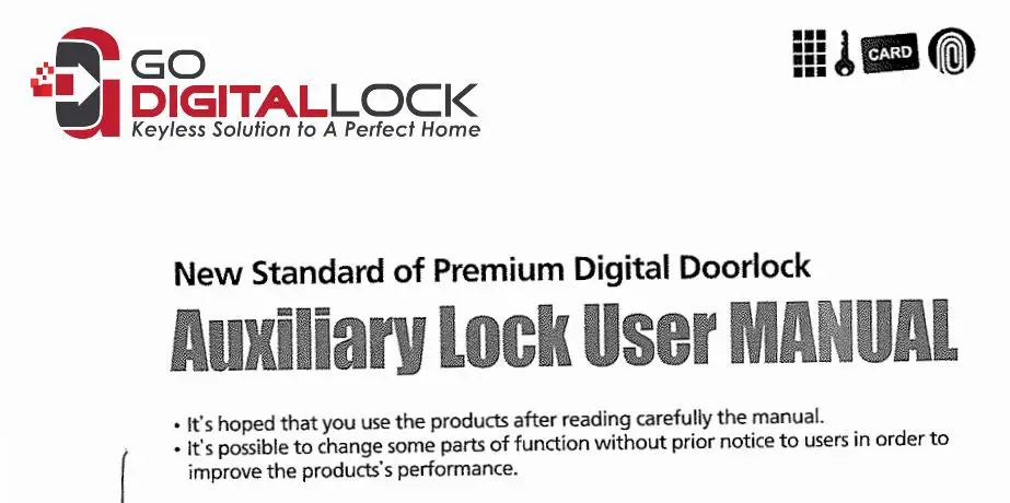 DIGITAL LOCK Auxiliary Lock Premium Digital Door Lock User Manual