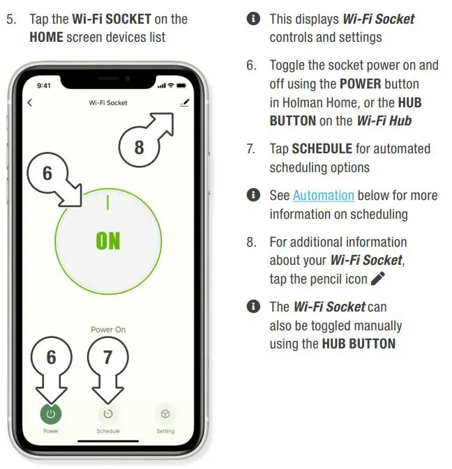 HOLMAN WiFi Controlled Hub Socket with Trimer User Manual - Wi-Fi Socket