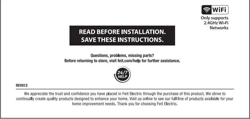 FEIT Electric LED Smart Camera Panel Light with Pan and Tilt Instruction Manual