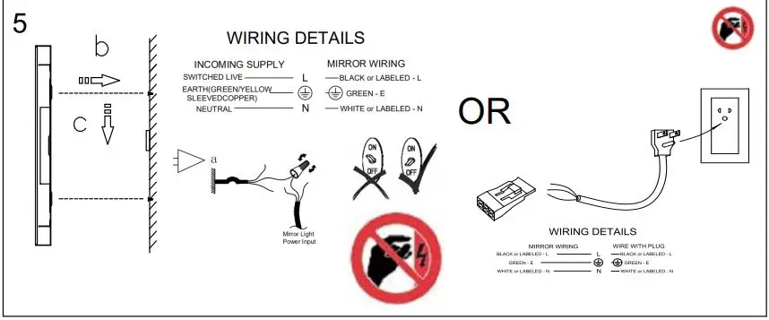MIRPLUS 24 Inch LED Round Bathroom Mirror Instruction Manual - Installation Diagram