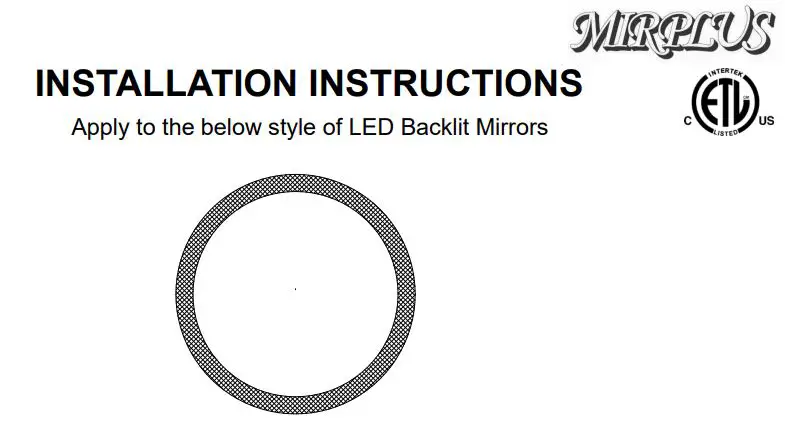 MIRPLUS 24 Inch LED Round Bathroom Mirror Instruction Manual