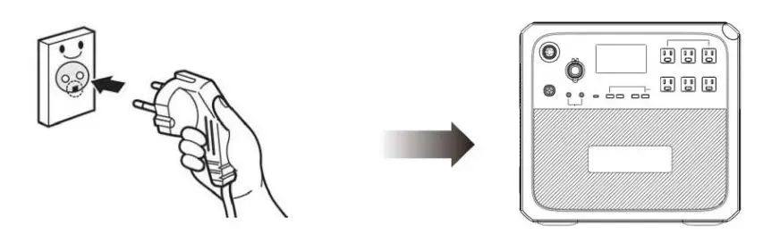 POWERAK AC200 Portable Power Station - Press the main power button to start charging after connecting