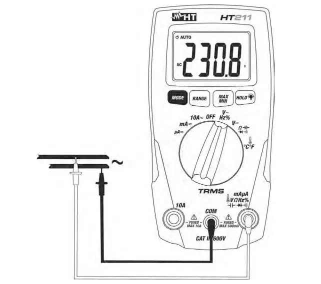 HT211 Handheld Multimeter Digital CAT III 600 V Display 3