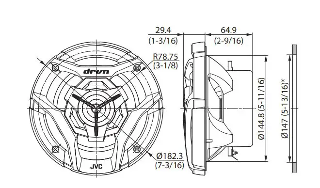 JVC Marine Speaker Instruction Manual - Mounting hole