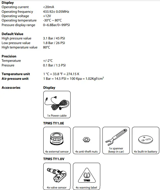 BLAUPUNKT TPMS TY1.0 Wireless Real-Time Tire Pressure Monitoring System-fig5
