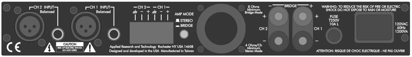 artproaudio SLA-2 TWO CHANNEL STUDIO LINEAR AMPLIFIER - REAR PANEL