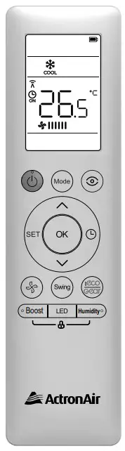 ActronAir WRE 026CS Serene Series 2 Remote Controller