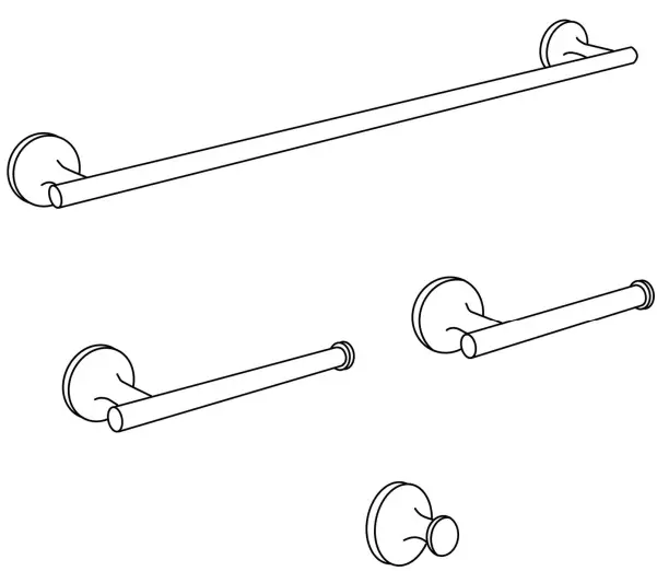 FORCLOVER HAT-A7101-BN 4-Piece Bath Hardware Set with Towel Bar-fig1