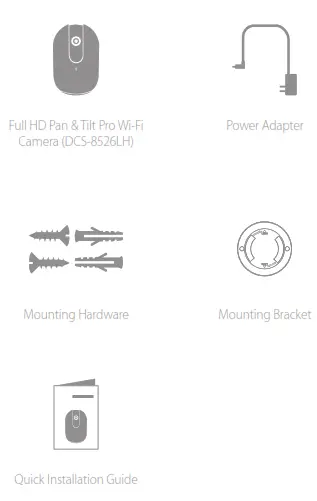 dlink Full HD Pan Tilt Pro Wi-Fi Camera- What's in the Box