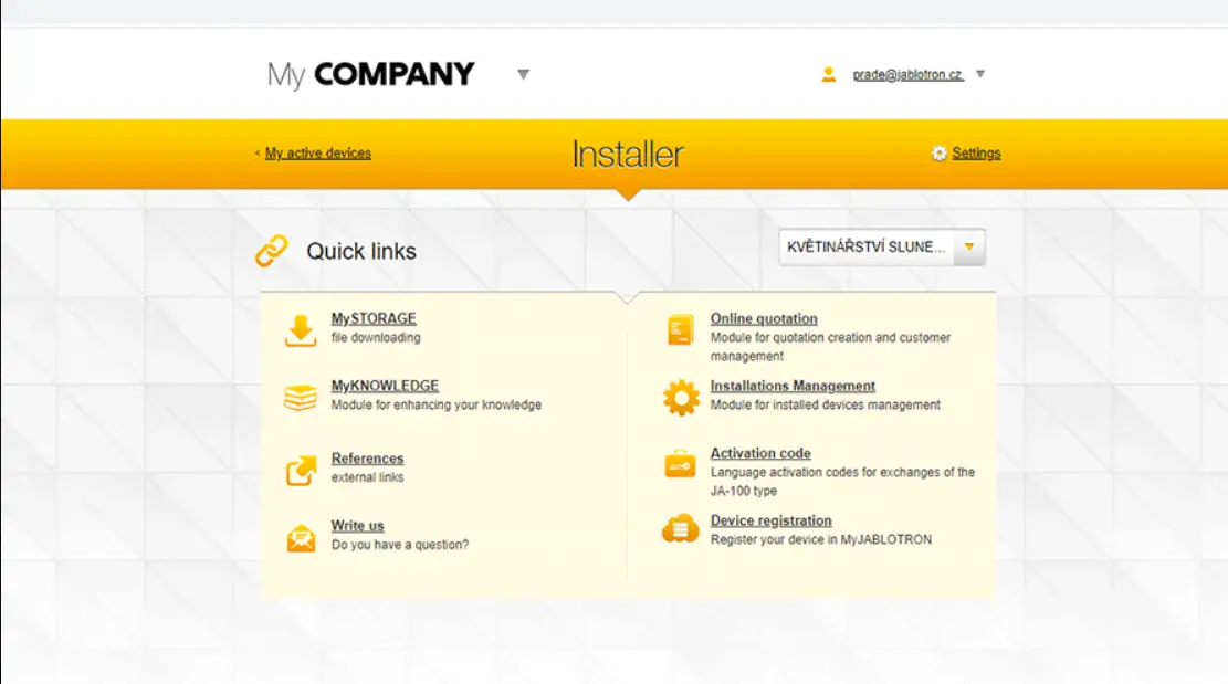 Software s Jablotron Business Partner Software