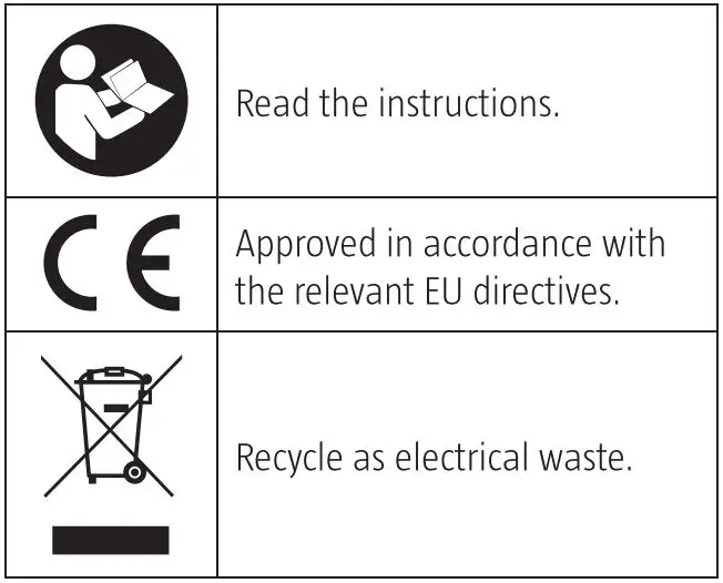 HAMRON 006872 Hand Vacuum Cleaner Instruction Manual - Symbols