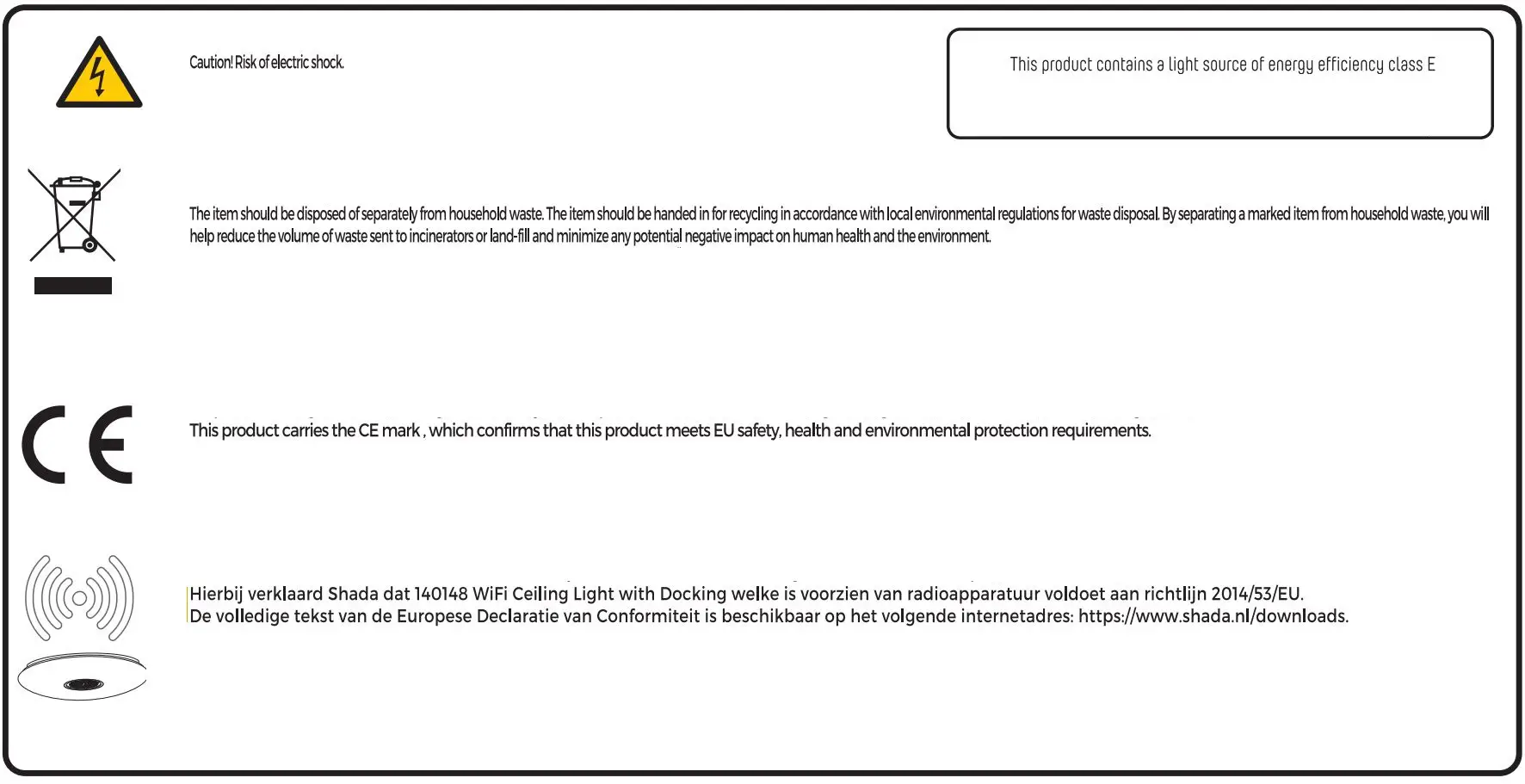 idinio 0140148 Smart Ceiling Light User Guide - Safety icon