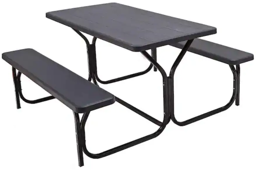 WELLFOR OP-HGY-3499BK Plastic Outdoor Picnic Table