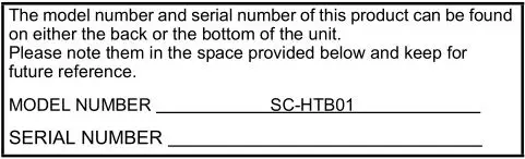 SoundSlayer Speaker System SC-HTB01 - MODEL and Serial Num