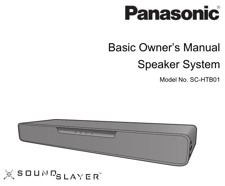 SoundSlayer Speaker System SC-HTB01 User Manual