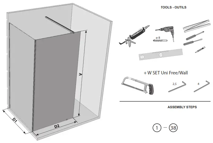 RAVAK GW1CG4C00Z1 Walk-In Corner Shower - 1