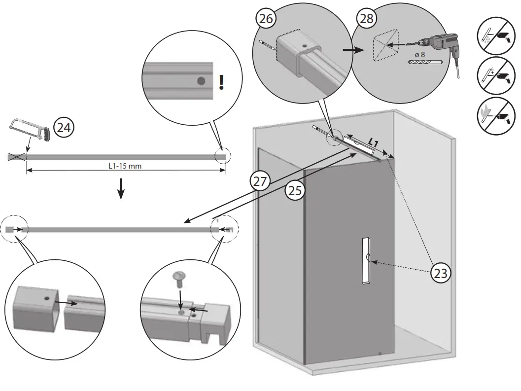 RAVAK GW1CG4C00Z1 Walk-In Corner Shower - 11