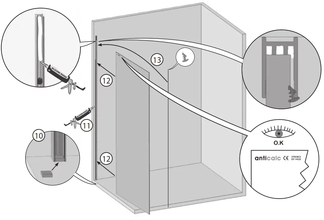 RAVAK GW1CG4C00Z1 Walk-In Corner Shower - 5