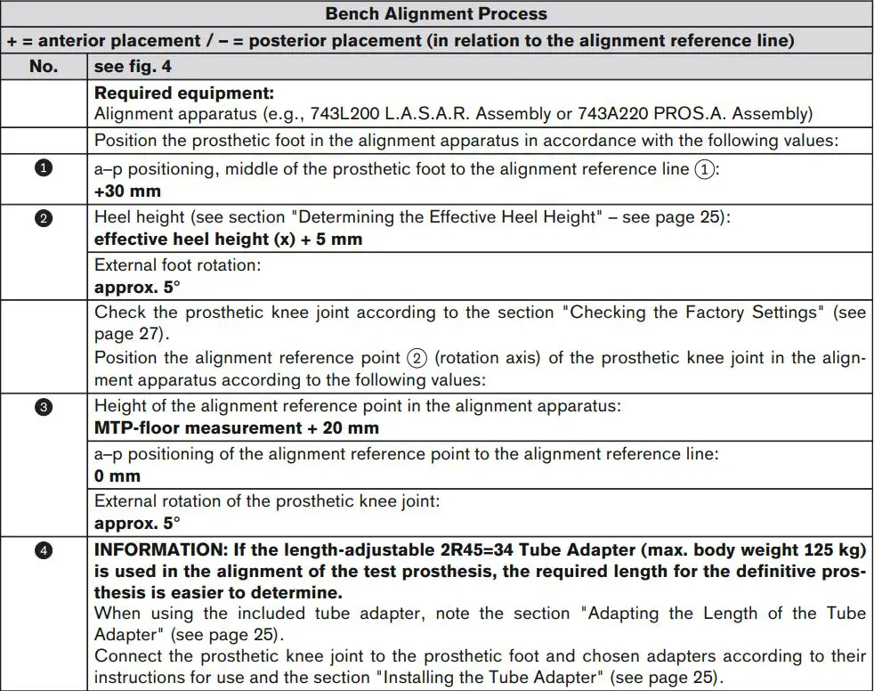 ottobock 3R80 Modular Knee Joint Instruction Manual - Bench Alignment