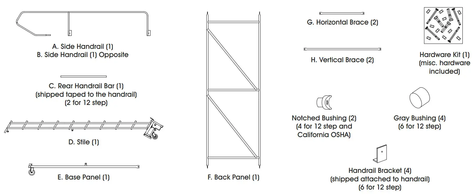ULINE 8-12 Step Rolling Safety - parts