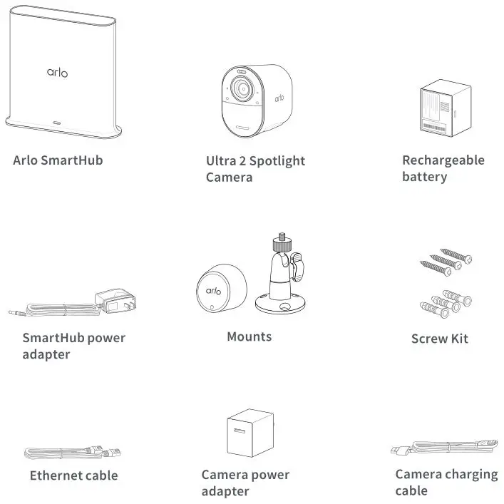 arlo VMC5040-200NAS Ultra 2 Spotlight Camera - What’s in the box