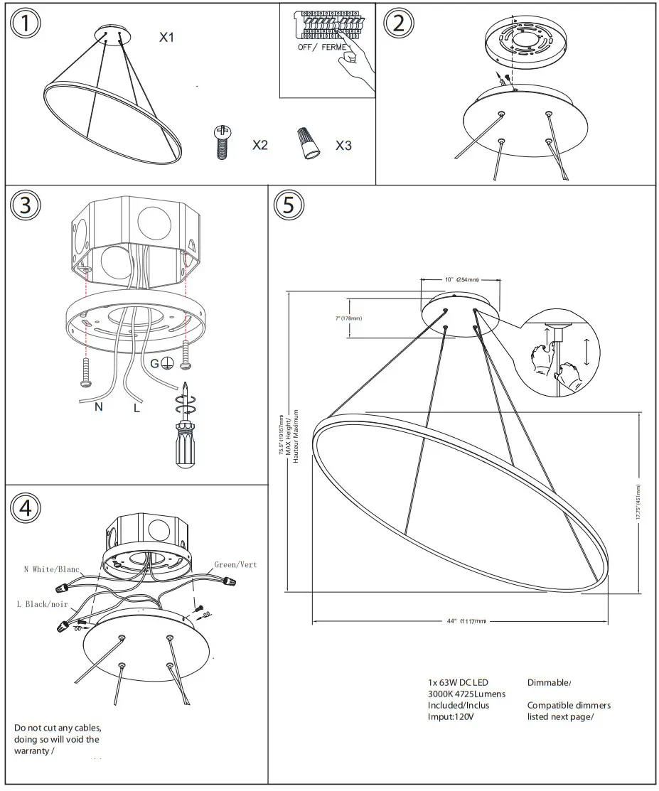 Dainolite CIR-4463C Contemporary Oval LED Pendant Light