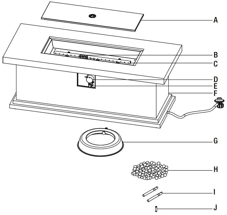 HOME DECORATORS COLLECTION 52537 48 Inch Envirostone Gas Fire Pit - Figure 2