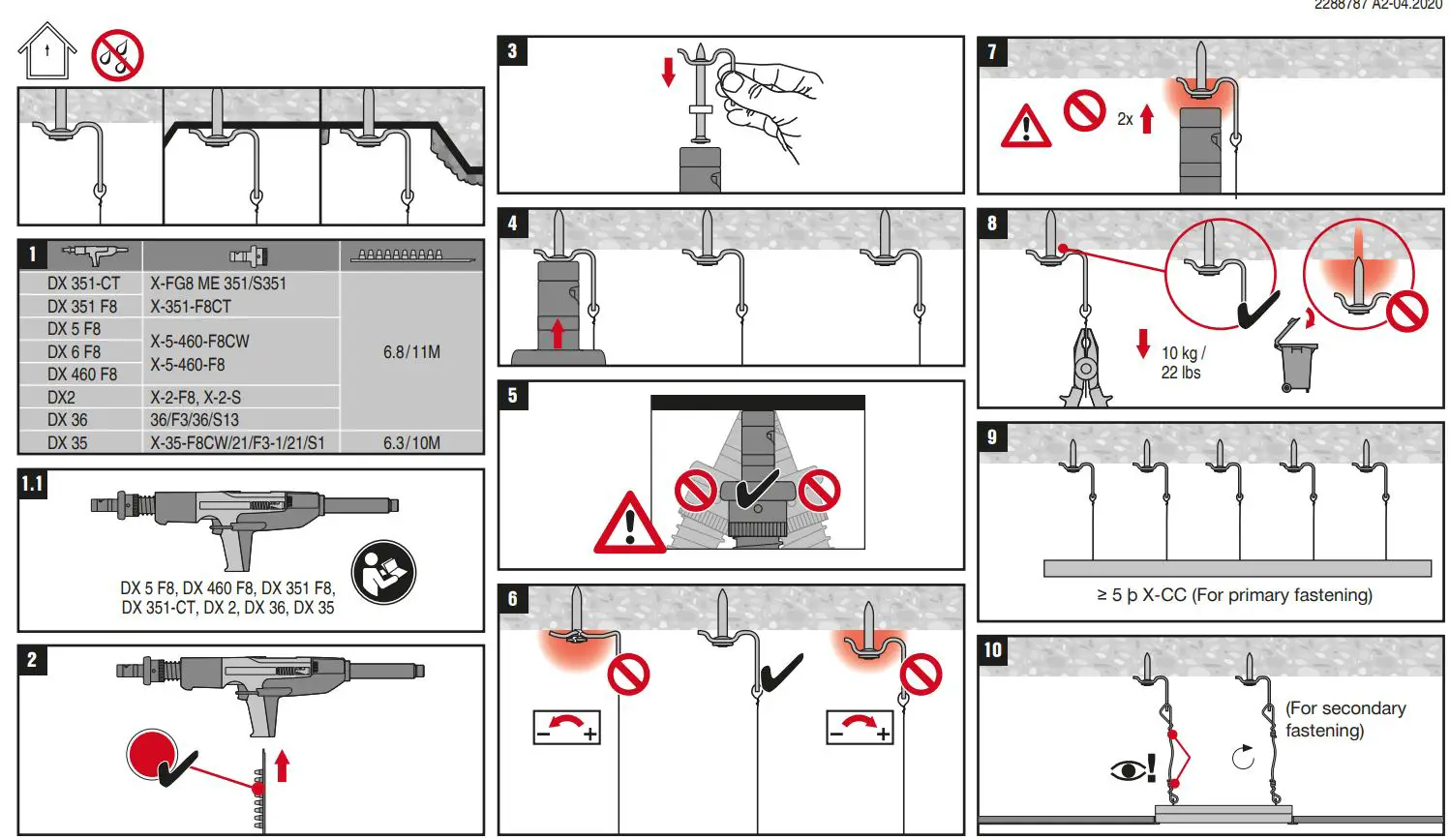 HILTI X-CC U CEILING CLIP with Nail Submission Folder User Manual - How to use