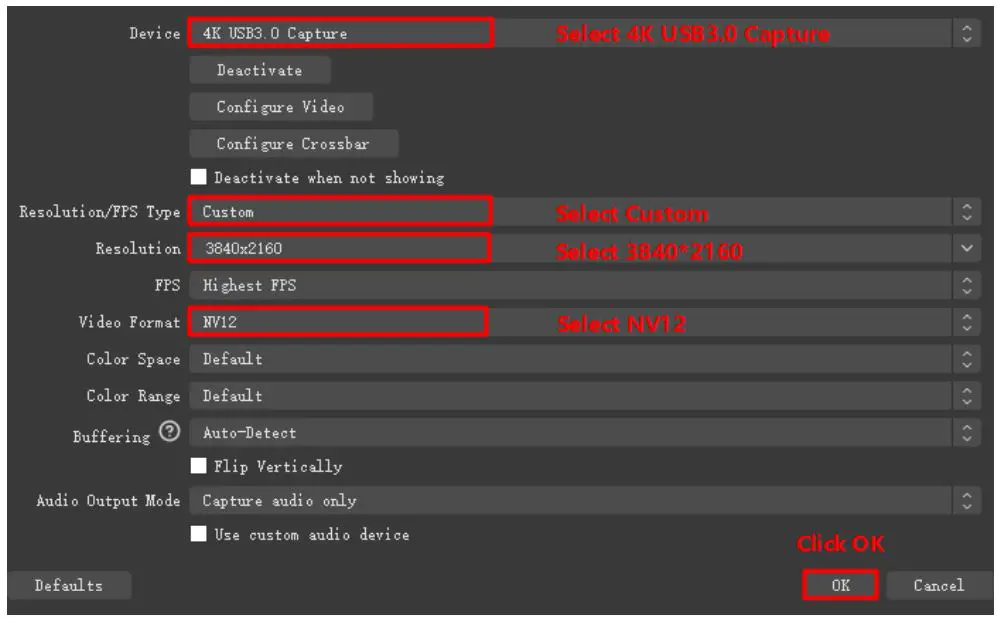 RGBlink MSP331 HDMI to USB-C Capture User Guide - Preview Settings