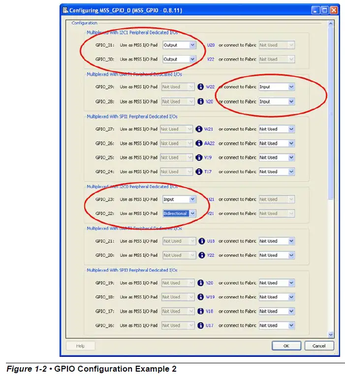 Microsemi SmartDesign MSS GPIO Configuration 2