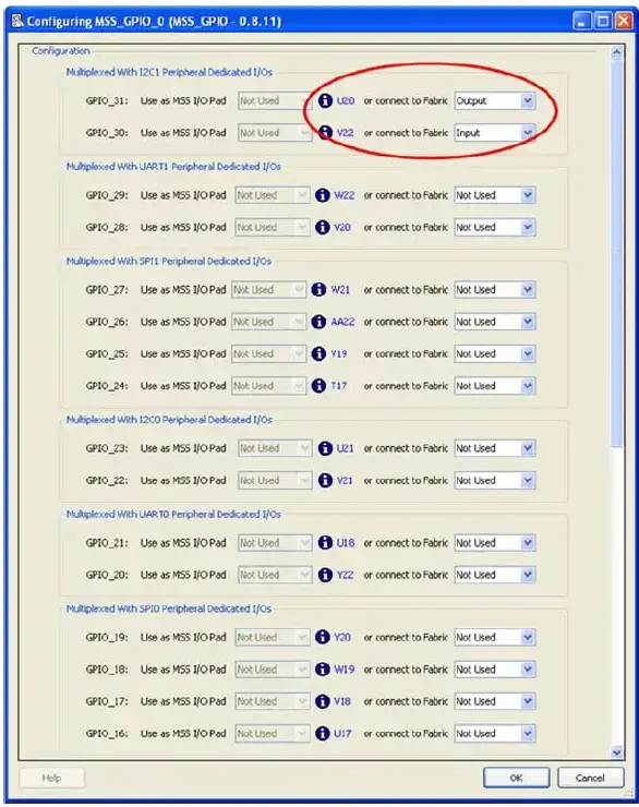 Microsemi-SmartDesign-MSS-GPIO-Configuration-PRO