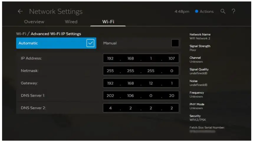 Fetch Box - Change wireless and network settings on modem