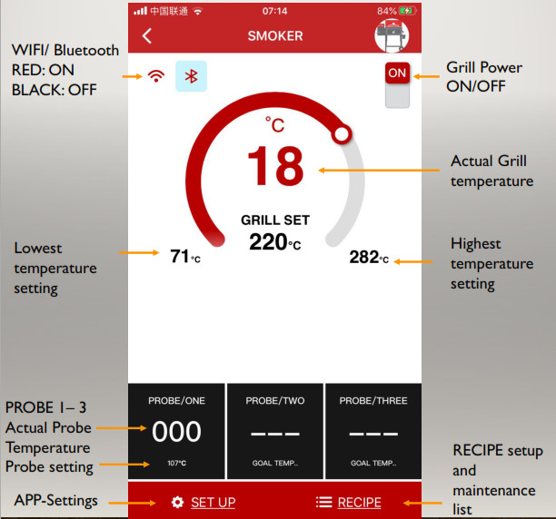 Apps SMOKEY BANDIT - Grill Settings
