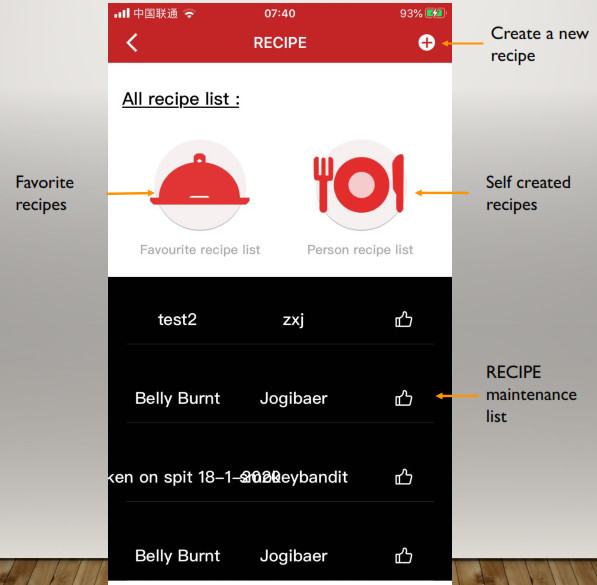 Apps SMOKEY BANDIT - Recipe Settings