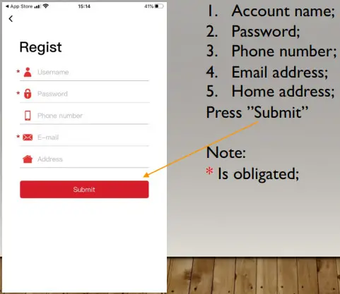 Apps SMOKEY BANDIT - Register process