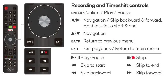 kogan 43” SMART HDR 4K LED TV - Recording and Timeshift controls 2