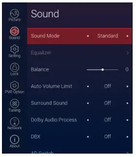 kogan 43” SMART HDR 4K LED TV - SOUND SETTINGS