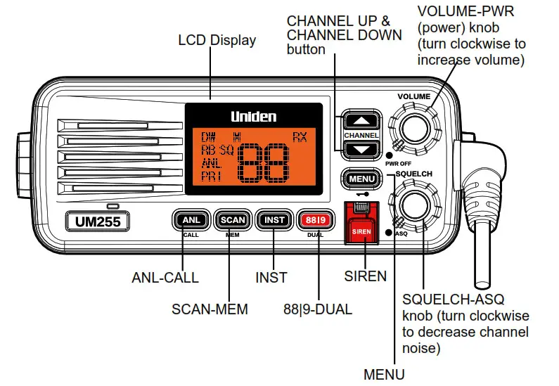 Uniden 27MHz Radio AM-Marine - Parts of the Radio