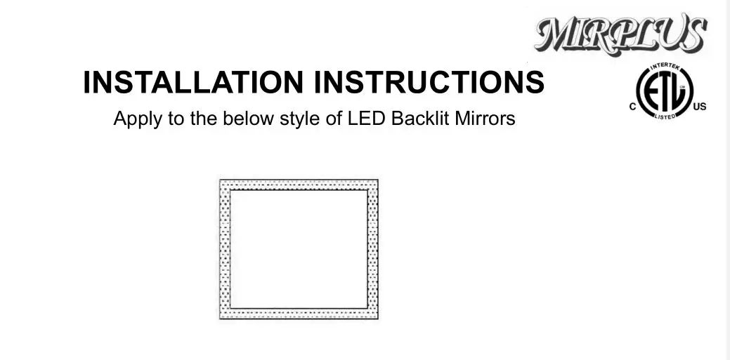 MIRPLUS 24 Inch x 32 Inch LED Bathroom Mirror with Fog Lights Instruction Manual