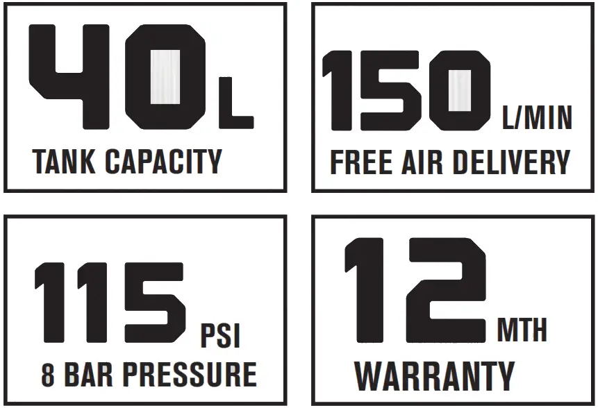 BLACKRIDGE Compressor Belt-Drive - TANK CAPACITY