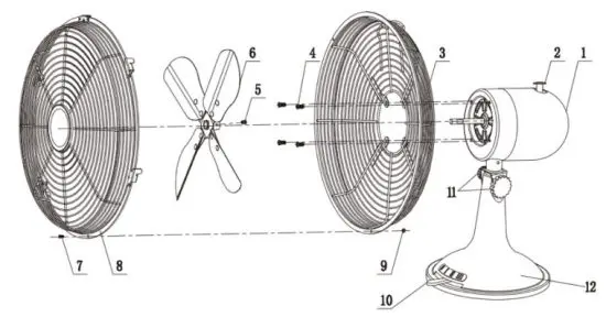 H Koenig joe48 Metal Table Fan - figure 1