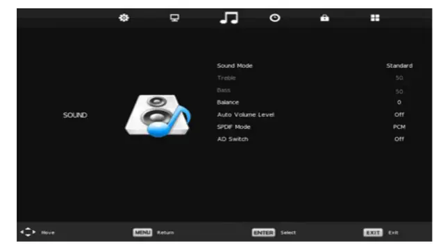 kogan Curved 4K LED TV Sound Nenu